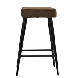 Lakeland Furniture Swan Mocha Brown Velvet  Black Fixed Base Bar Stool - thumbnail 1