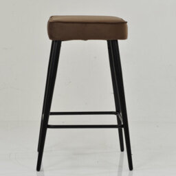 Lakeland Furniture Swan Mocha Brown Velvet  Black Fixed Base Bar Stool - thumbnail 3