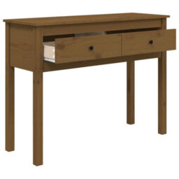 Berkfield Classic Console Table Honey Brown 100X35X75 Cm Solid Wood Pine - thumbnail 7