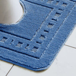 Catherine Lansfield Bathroom Armoni Bath Mat And Pedestal Set Navy - thumbnail 3