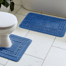 Catherine Lansfield Bathroom Armoni Bath Mat And Pedestal Set Navy - thumbnail 1