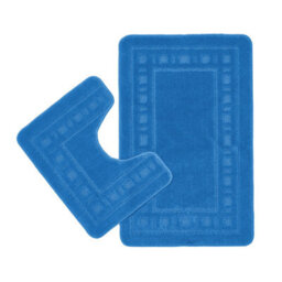 Catherine Lansfield Bathroom Armoni Bath Mat And Pedestal Set Navy - thumbnail 4