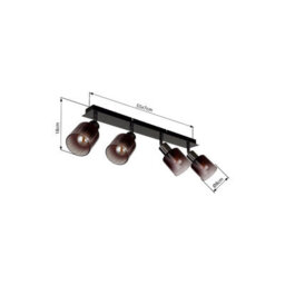 Luminosa Lighting Luminosa Satella Ceiling Spotlight Bar Gunmetal Copper Glass Shade 4X E14 - thumbnail 7