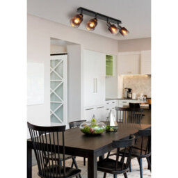 Luminosa Lighting Luminosa Satella Ceiling Spotlight Bar Gunmetal Copper Glass Shade 4X E14 - thumbnail 6