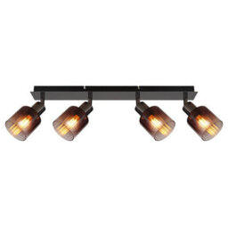 Luminosa Lighting Luminosa Satella Ceiling Spotlight Bar Gunmetal Copper Glass Shade 4X E14 - thumbnail 3