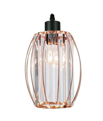 Giggi Rose Gold Metal K9 Crystal Light Shade 16Cm X 20Cm, Cylinder Shape With Oval Ring - image 1