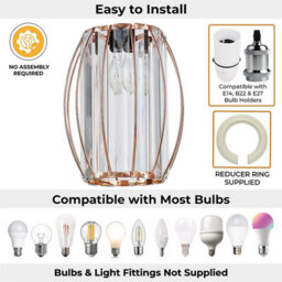 Giggi Rose Gold Metal K9 Crystal Light Shade 16Cm X 20Cm, Cylinder Shape With Oval Ring - thumbnail 4
