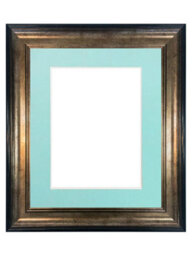 Frames By Post Scandi Black & Gold Frame With Blue Mount For Image Size A4 - thumbnail 1