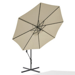 Living And Home 3M Led Lighted Large Garden Cantilever Patio Parasol Sun Shade Banana Umbrella Crank Tilt With Cross Base, Beige - thumbnail 3