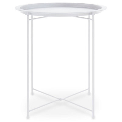 Orsina Modern Design White Metal Round Side Table, Sleek Bedside Table For Bedroom, Functional Livingroom Sidetable - image 1