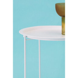 Orsina Modern Design White Metal Round Side Table, Sleek Bedside Table For Bedroom, Functional Livingroom Sidetable - thumbnail 4