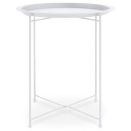 Orsina Modern Design White Metal Round Side Table, Sleek Bedside Table For Bedroom, Functional Livingroom Sidetable - thumbnail 1