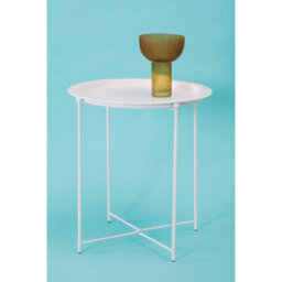 Orsina Modern Design White Metal Round Side Table, Sleek Bedside Table For Bedroom, Functional Livingroom Sidetable - thumbnail 3