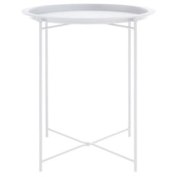 Orsina Modern Design White Metal Round Side Table, Sleek Bedside Table For Bedroom, Functional Livingroom Sidetable - thumbnail 9