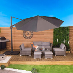 Charles Bentley 3.5M Premium Quality Cantilever Umbrella Parasol Grey - thumbnail 6