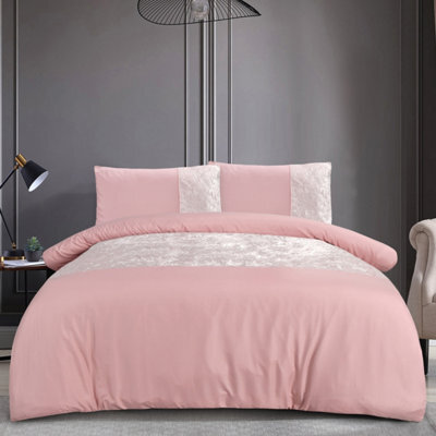 Smart Living Soft & Elegant Cosy Velvet Cuff Panel Duvet Cover Set With Pillowcases - image 1