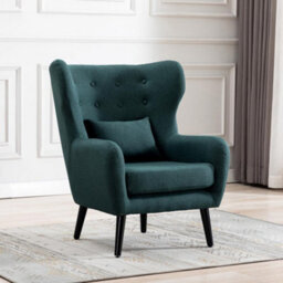 More4Homes Winslow Wing Back Occasional Bedroom Living Room Button Back Linen Fabric Accent Chair Armchair (Green) - thumbnail 1