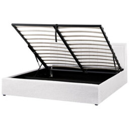 Beliani Ottoman Bed Boucle Montlaur 180 X 200 Cm (Eu Super King) White - thumbnail 4