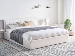 Beliani Ottoman Bed Boucle Montlaur 180 X 200 Cm (Eu Super King) White - thumbnail 2