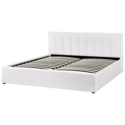 Beliani Ottoman Bed Boucle Montlaur 180 X 200 Cm (Eu Super King) White - thumbnail 7