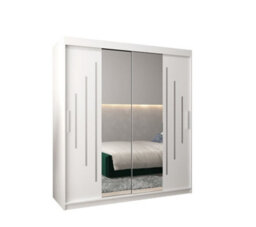 Arte Elegant York I Mirrored Sliding Door Wardrobe With Shelves And Hanging Rails In White (H)2000mm (W)1800mm (D)620mm