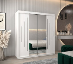 Arte Elegant York I Mirrored Sliding Door Wardrobe With Shelves And Hanging Rails In White (H)2000mm (W)1800mm (D)620mm - thumbnail 2