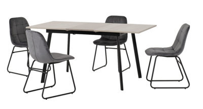 Seconique Avery Extending Dining Set With Lukas Chairs - Concrete/grey Oak Effect/black/grey Velvet - image 1