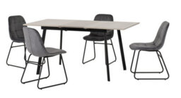 Seconique Avery Extending Dining Set In Grey Oak Effect With Grey Lukas Velvet Chairs