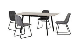 Seconique Avery Extending Dining Set With Lukas Chairs - Concrete/grey Oak Effect/black/grey Velvet - thumbnail 2
