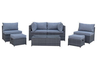 Signature Weave Chelsea Wicker Modular Corner Sofa Chair Coffee Table Set Grey - image 1