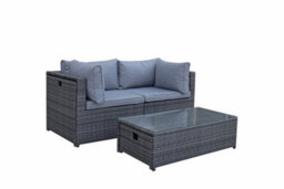 Signature Weave Chelsea Wicker Modular Corner Sofa Chair Coffee Table Set Grey - thumbnail 8