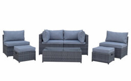 Signature Weave Chelsea Wicker Modular Corner Sofa Chair Coffee Table Set Grey - thumbnail 2