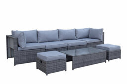 Signature Weave Chelsea Wicker Modular Corner Sofa Chair Coffee Table Set Grey - thumbnail 5