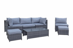 Signature Weave Chelsea Wicker Modular Corner Sofa Chair Coffee Table Set Grey - thumbnail 4