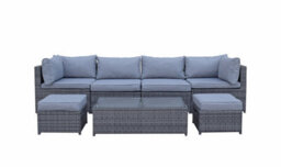 Signature Weave Chelsea Wicker Modular Corner Sofa Chair Coffee Table Set Grey - thumbnail 7