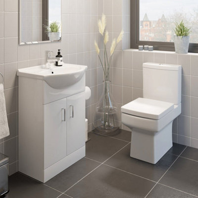 Affine Royan Toilet 550mm Cloakroom Suite Vanity Unit Wc Basin Sink White Soft Close - image 1