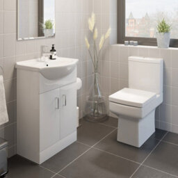 Affine Royan Toilet 550mm Cloakroom Suite Vanity Unit Wc Basin Sink White Soft Close - thumbnail 1