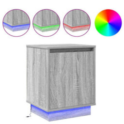 Berkfield Bedside Cabinet With Led Lights Grey Sonoma 39X34,5X50 Cm - thumbnail 4