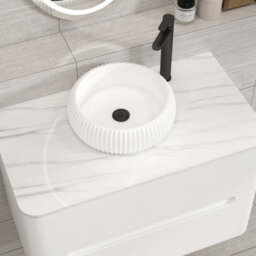 Royal Bathrooms Venice 800mm Gloss White Wall Mounted Bathroom Countertop Vanity Unit 2 Drawer With Milan Basin - thumbnail 6