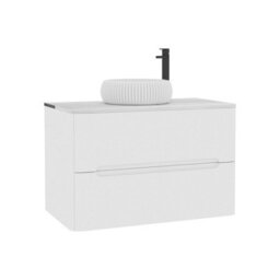 Royal Bathrooms Venice 800mm Gloss White Wall Mounted Bathroom Countertop Vanity Unit 2 Drawer With Milan Basin - thumbnail 7