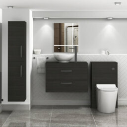Royal Bathrooms 800mm Wall Hung Vanity Unit 2 Drawer Hale Black & Breeze Countertop Basin With Matt Black Handle - thumbnail 2