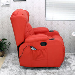 More4Homes Caesar Bonded Leather Manual Recliner Armchair With Rocking Swivel Heat And Massage (Red) - thumbnail 9