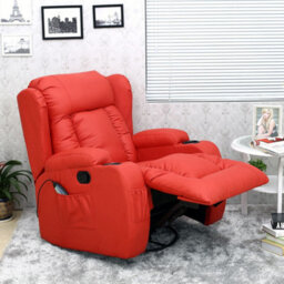 More4Homes Caesar Bonded Leather Manual Recliner Armchair With Rocking Swivel Heat And Massage (Red) - thumbnail 8