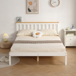 Comfy Living 4Ft6 Medina Wooden Bed Frame In White - thumbnail 4