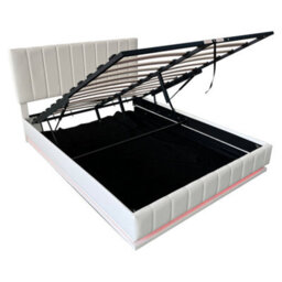 Ottoman 5Ft King Bed Frame With Adjustable Channel Tufted Headboard,  No Box Spring Needed, Cream White (No Mattress) - thumbnail 5