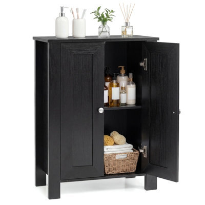 Gainoom Bathroom Floor Cabinet Black Freestanding Storage Cabinet Wooden Storage Organizer - image 1