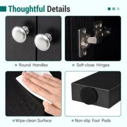 Gainoom Bathroom Floor Cabinet Black Freestanding Storage Cabinet Wooden Storage Organizer - thumbnail 6