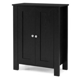 Gainoom Bathroom Floor Cabinet Black Freestanding Storage Cabinet Wooden Storage Organizer - thumbnail 5