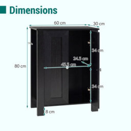 Gainoom Bathroom Floor Cabinet Black Freestanding Storage Cabinet Wooden Storage Organizer - thumbnail 2