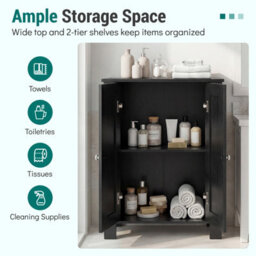 Gainoom Bathroom Floor Cabinet Black Freestanding Storage Cabinet Wooden Storage Organizer - thumbnail 7